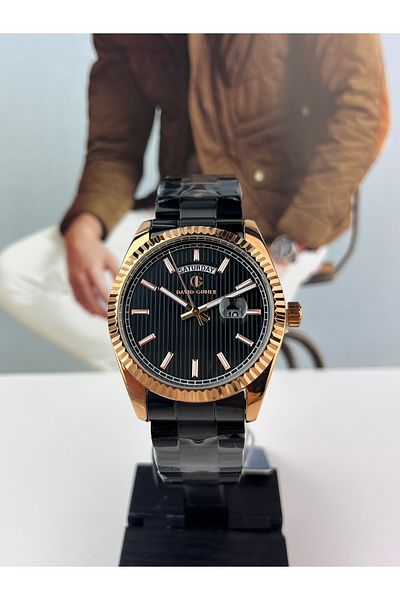 DAVID GUNER Men's Rose Gold Wristwatch - with Calendar, Waterproof, 2 Years Warranty