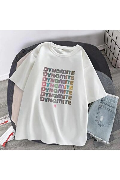 Le Savu Bts Dynamite cu imprimeu Culoare albă Unisex supradimensionat tricou ...