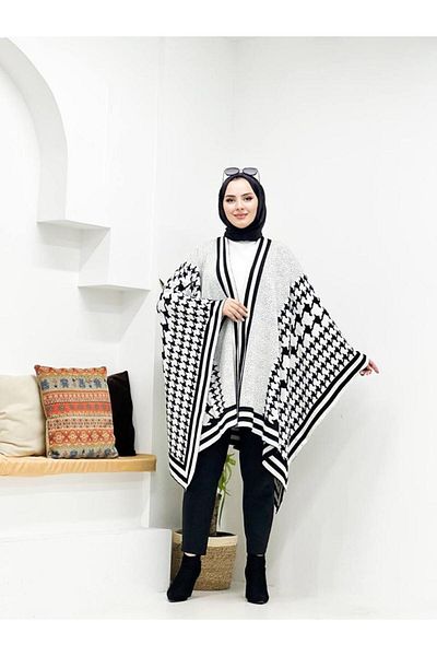 Kayaka triko women's double-sided usable patterned shawl poncho