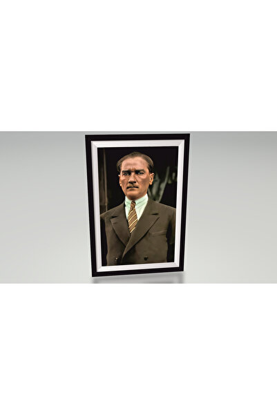 Hayat Poster takım elbiseli Mustafa Kemal Atatürk çerçeve görünümlü retro ahş...