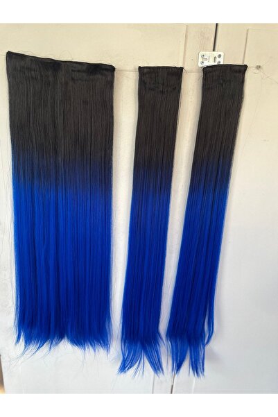 ET Hair Design Siyah Mavi Düz Uzun Yarım Ay Saç Vıp Serı