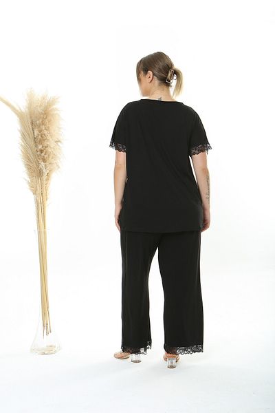 XL Modam WOMEN'S LARGE SIZE 2-PIECE BLACK PAJAMAS SET