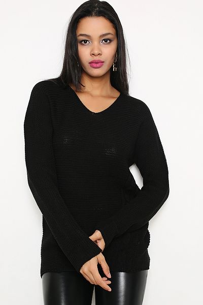 AVORWE Pulover din tricot jacquard cu decolteu în V