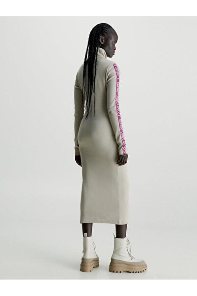 Calvin Klein LOGO ELASTIC RIB LONG DRESS