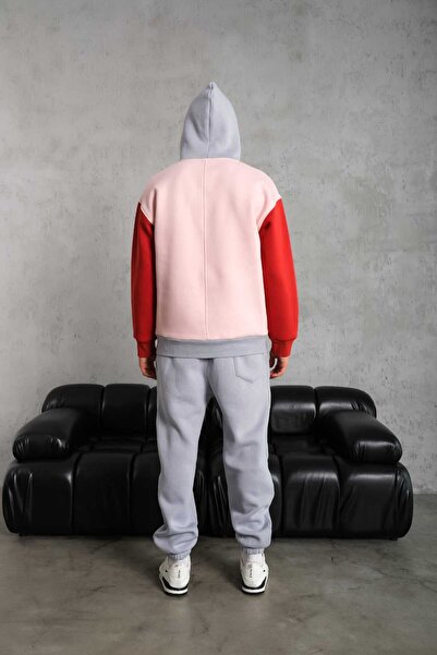 CLIPMAN Ανδρικό φούτερ με κανονική εφαρμογή με κουκούλα ροζ