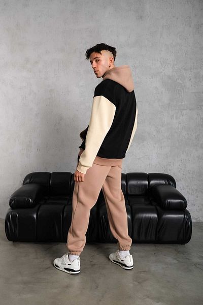 CLIPMAN Hanorac pentru bărbați, cu glugă, cu model, în formă regulată, negru