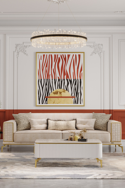 Modalife Lexus Üçlü Kanepe Yataklı - Krem