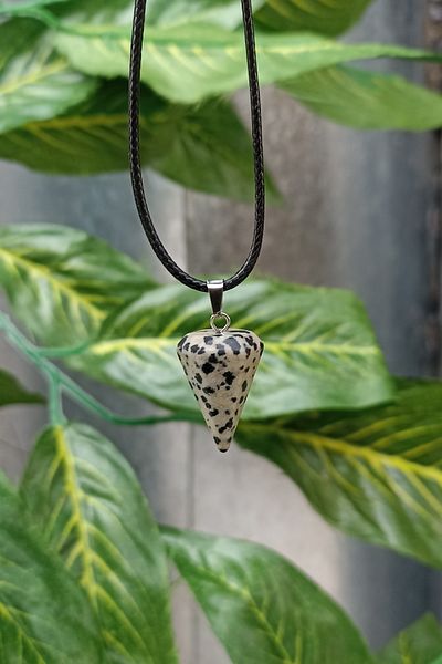 TAUS STONE Spotted Jasper Stone Unisex Pandula Necklace