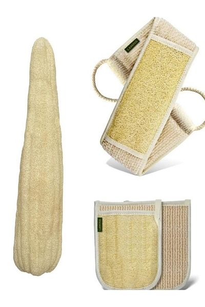 bonbonetti chocolate baby&kids Natural Pumpkin Bath Whole Body Washcloth Double Sided Natural Pumpkin Washcloth with Bath Glove Gift
