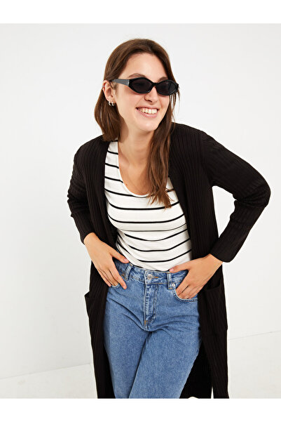 LC Waikiki Dámský pletený cardigan - šálový límec, pevný, s dlouhým rukávem