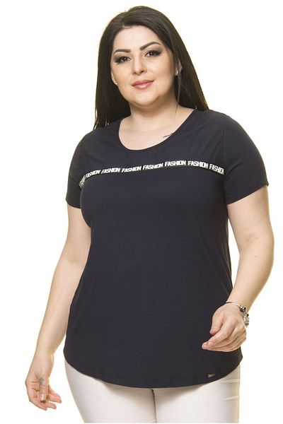 Moday Women's Large Size Navy Blue Sports Blouse A4-3010