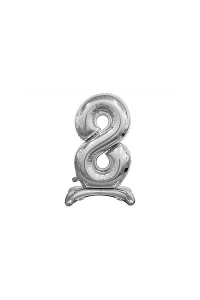 Bkmc 32'' Footed Silver 8 Numbers Foil Balloon