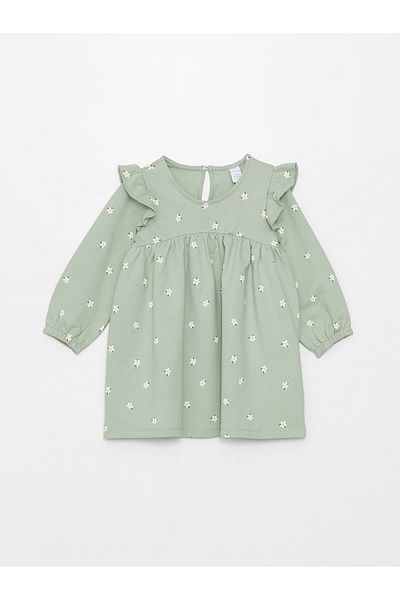 LC Waikiki Patterned Crew Neck Baby Girl Dress