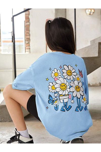Keywest Tricou oversize din bumbac cu imprimeu Daisy pentru copii