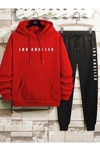 MOONBULL Men's LOS ANGELES Printed Hooded Tracksuit Set