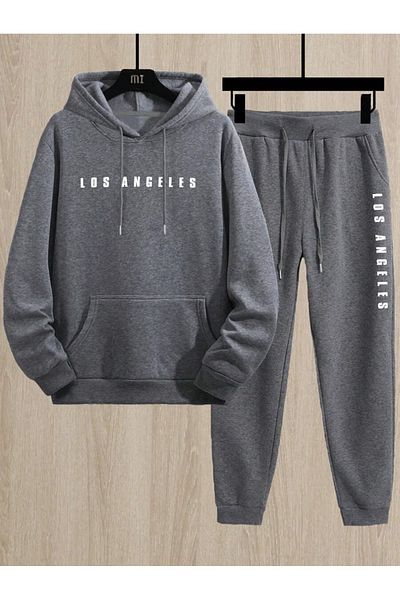 MOONBULL Σετ ανδρικές φόρμες LOS ANGELES με στάμπα με κουκούλα