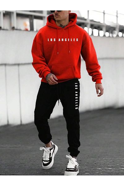 MOONBULL Men's LOS ANGELES Printed Hooded Tracksuit Set