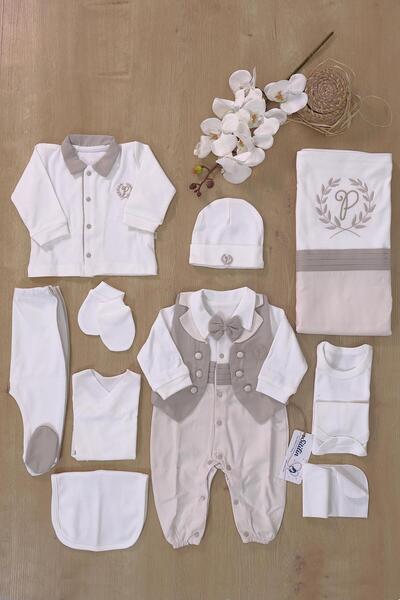 Sitilin Baby Boy Brown Hospital Release Bow Tie Vest Set of 10