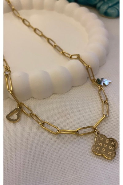 VNS Accessories الصلب البرسيم قلادة سلسلة