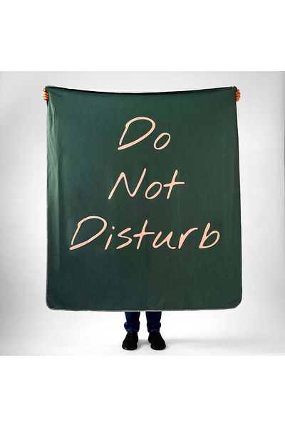 The Lucid Lab Do Not Disturb Green Fleece TV Blanket
