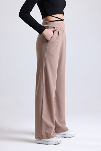 Ginevra Γυναικείο παντελόνι Palazzo με ψηλόμεσο Lycra Velcro