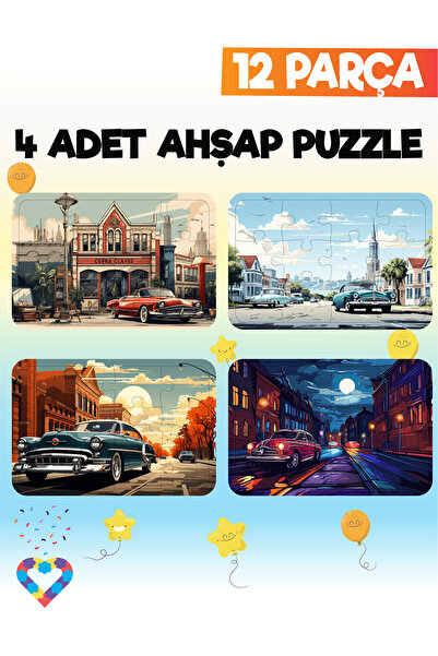 esatoys 12 Parçalı Montessori Ahşap Puzzle – 3-4 Yaş Eğitici Oyuncak