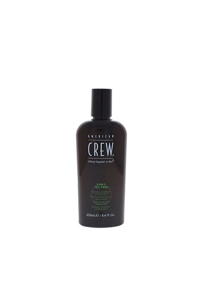American Crew Tea Tree 3-in-1 Shampoo - 250 ml, Purifies Excess Hair Oil and Provides a Fresh Feeling