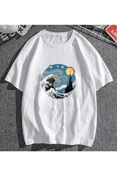 Le Savu Kanagawa Oki Nami Ura cu imprimeu Culoare albă Unisex supradimensiona...