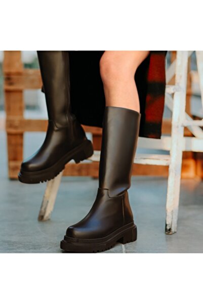 ONE STEP Erbilden Kadın Kalın Taban Diz Altı Çizme