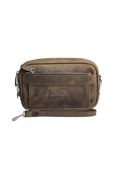 GUARD Genuine Leather Brown Crazy Encrypted Handbag