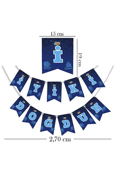 Kikajoy Kral Şakir Καλή ημέρα γενεθλίων στο διάστημα Letter Banner 2,70 cm