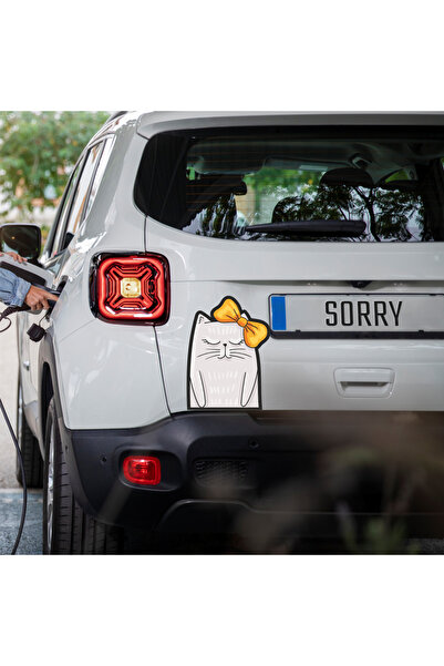 SbtStore Kedi Sticker, Arabadan Bakan Kedi Siticker, Araba Sticker