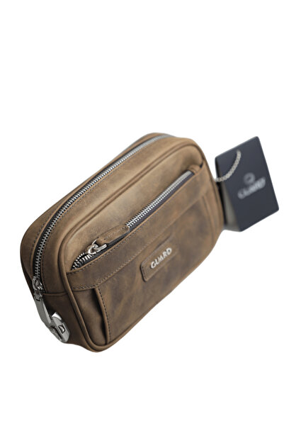 GUARD Genuine Leather Brown Crazy Encrypted Handbag