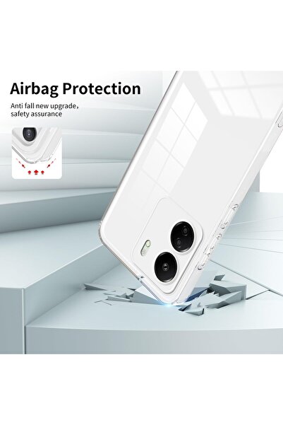 m.tk moveteck Xiaomi Redmi 13c Kılıf Kamera Korumalı Şeffaf Silikon Yumuşak Arka Kapak Ultra Thin Pürüzsüz