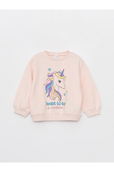 LC Waikiki Dívčí mikina s potiskem s dlouhým rukávem Crew Neck