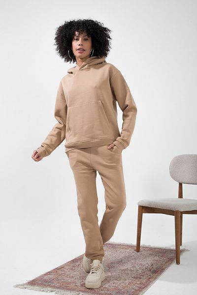 MuuBs Sea Three Thread Hoodie Oversize Hooded Cotton Inside Ribbed Elastic Leg Tracksuit Set