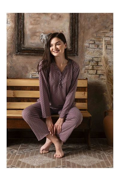 Sude Women's Shirt Collar Fleece Pajama Set M901 - 1 Piece - Trendyol