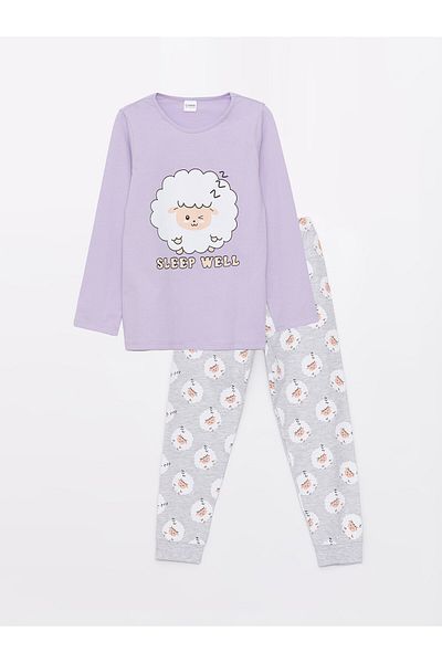LC Waikiki Crew Neck - Girl's Printed Long Sleeve Pajama Set