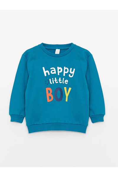 LC Waikiki Chlapecká mikina a kalhoty s dlouhým potiskem od Crew Neck, 2dílná sada