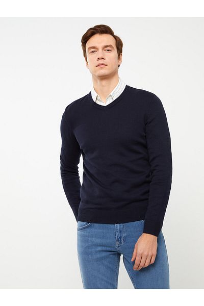 LC Waikiki Men's Knitwear Sweater - V-Neck, Long Sleeve