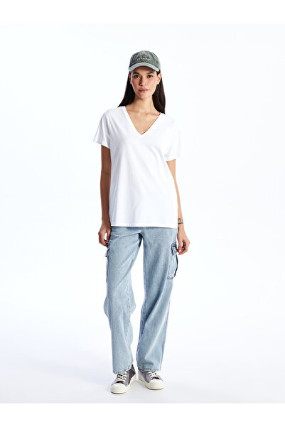 LC Waikiki Női V-nyakú, rövid ujjú póló