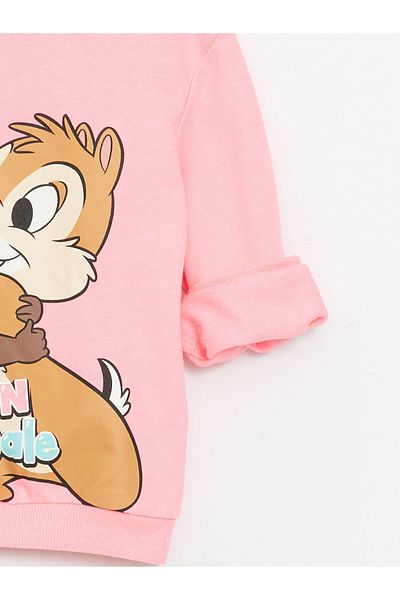 LC Waikiki Dievčenská mikina s dlhým rukávom s potlačou Crew Neck Chip'n Dale