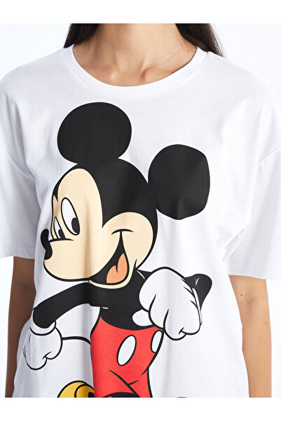 LC Waikiki Mickey-Mouse-bedrucktes Damen-T-Shirt – Rundhalsausschnitt, kurze Ärmel