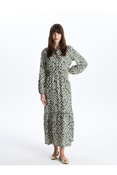 LC Waikiki Long Sleeve Patterned Women's Shirt Dress