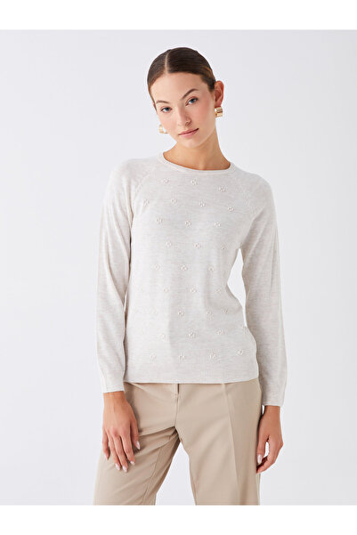 LC Waikiki Pulover de damă cu mânecă lungă, cu decolteu, cu model, cu mânecă ...