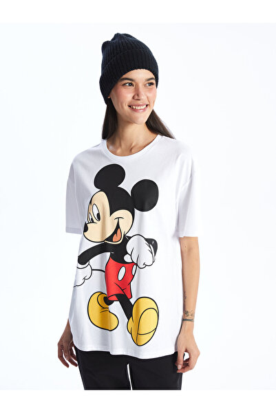 LC Waikiki Mickey-Mouse-bedrucktes Damen-T-Shirt – Rundhalsausschnitt, kurze Ärmel