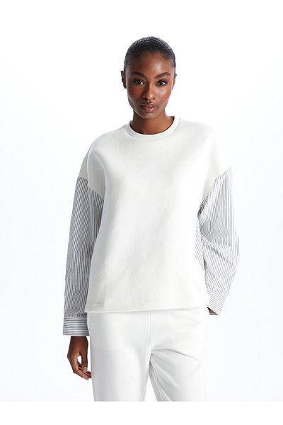 LC Waikiki Crew Neck Striped Long Sleeve Oversize Women's Sweatshirt