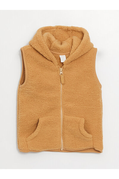 LC Waikiki Chlapecká plyšová vesta na zip s límcem s kapucí