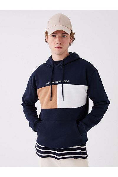 LC Waikiki Men's Hoodie - Long Sleeve and Printed