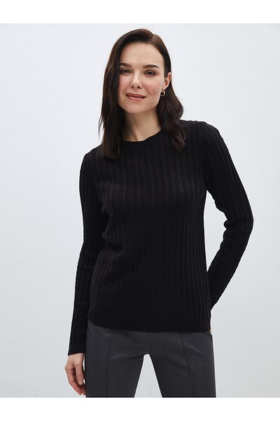 LC Waikiki Crew Neck Self Patterned Long Sleeve Women's Knitwear Sweater